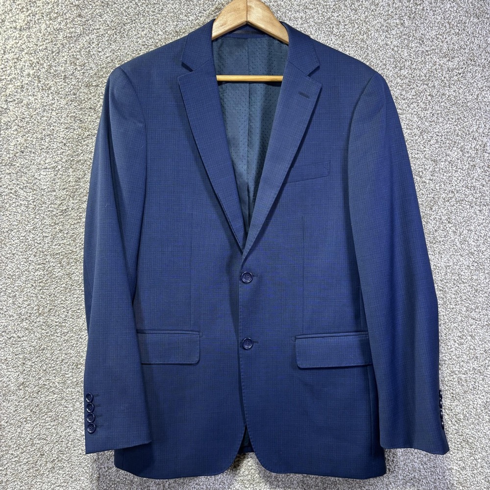 Mantoni Suit Jacket Mens 38 Blue Wool Check Two‎ Button Classic Blazer Formal